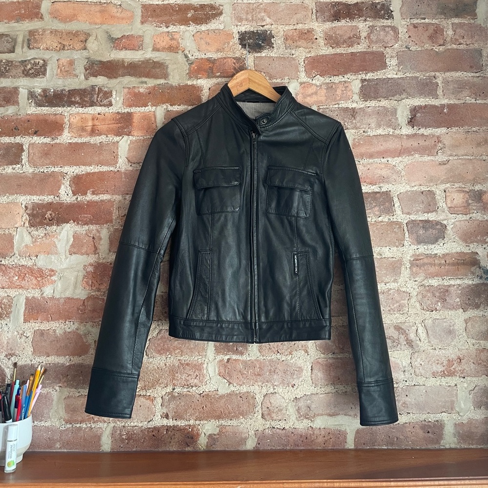 Members Only Womens Sylvia Moto Leather Jacket